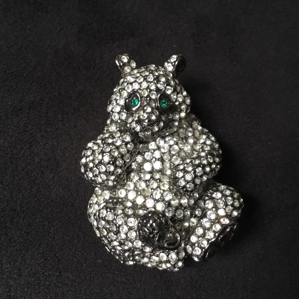 Panda Bear Brooch Pin Pave Clear Crystal Jewelry